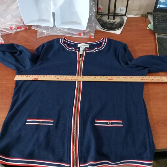 cathy daniels Jacket Women's Size Large Red Whit Blue Striped * - Picture 7 of 14